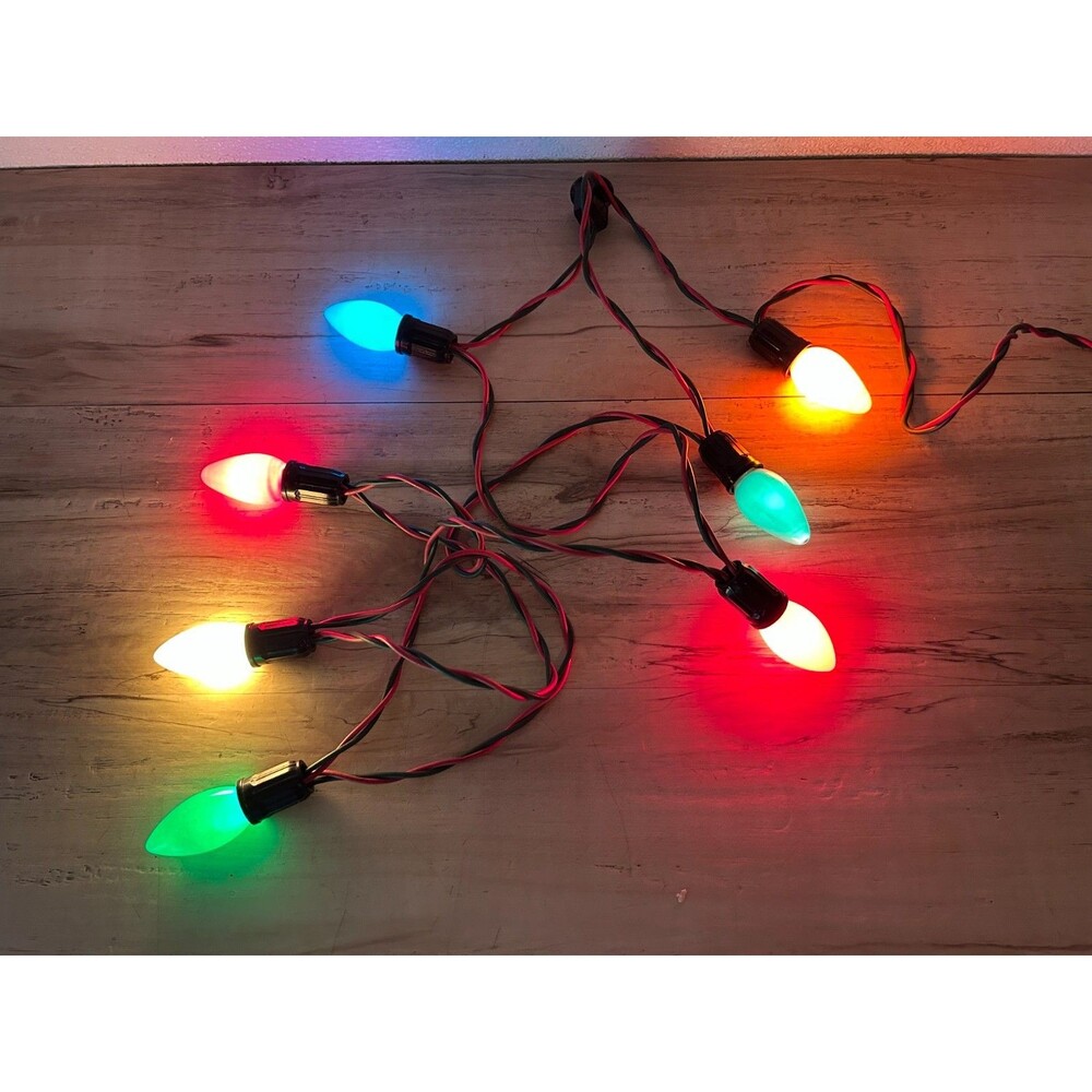 Vtg Underwriters Laboratories Christmas 120V Electrical 7 String Lights C 9